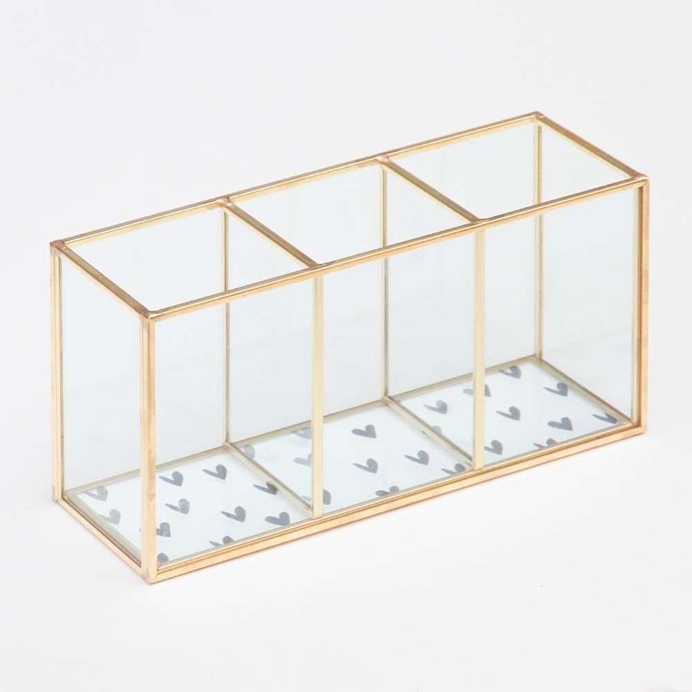 Gold Glass Triple Storage Pot By Caroline Gardner Vibrant Home